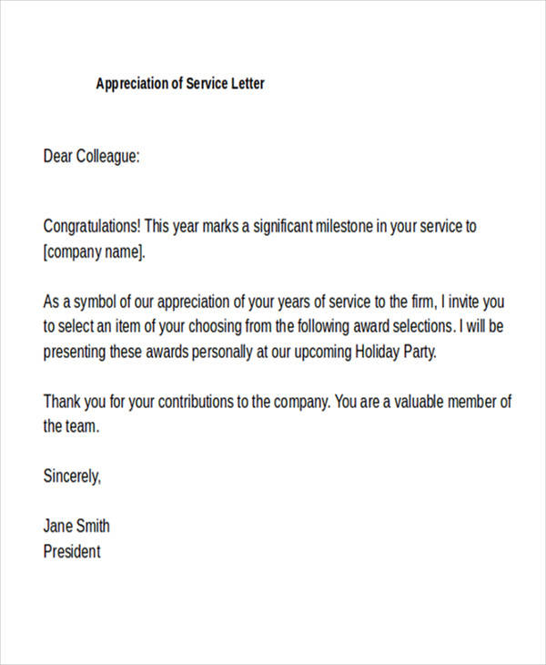 appreciation of service letter sample2