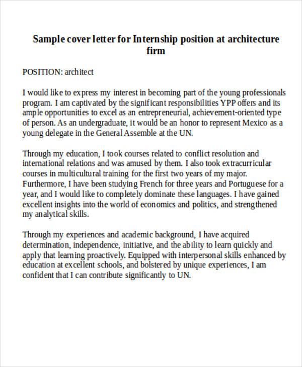 architecture internship application letter
