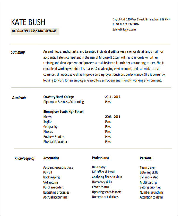 assistant accountant resume pdf3