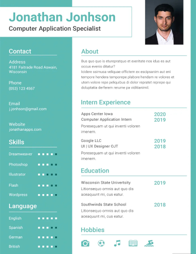 bca fresher resume template