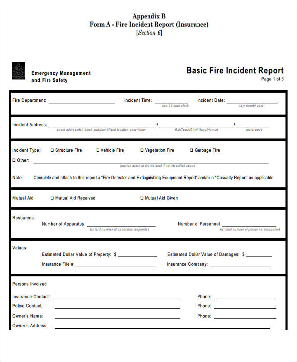 basic incident report format in pdf