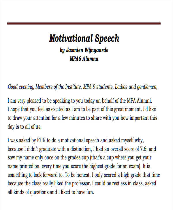 examples of motivational speech for students