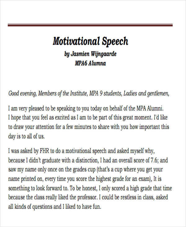 example of motivational speech for students