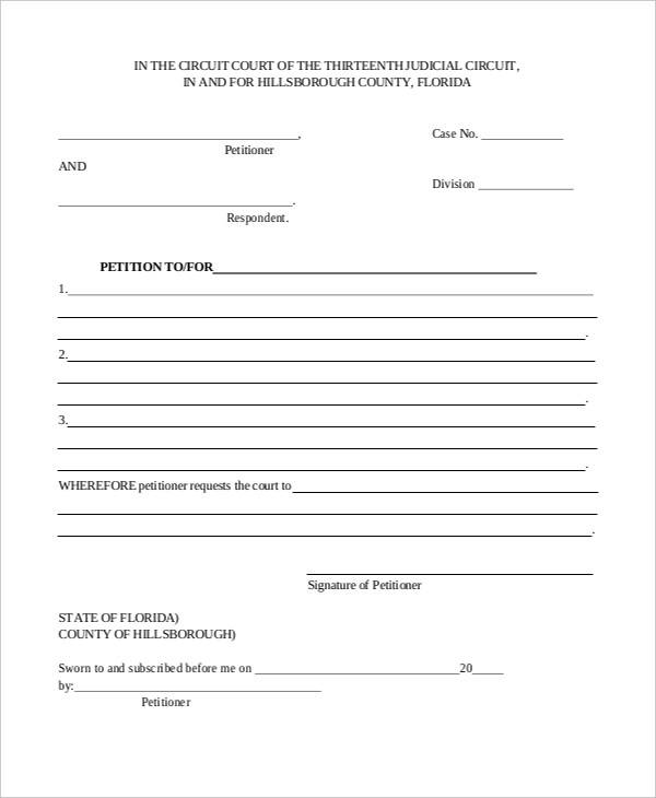 blank court petition