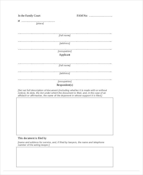 blank general affidavit form