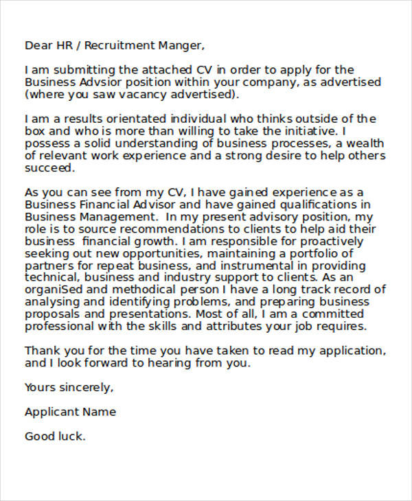 business analyst application letter