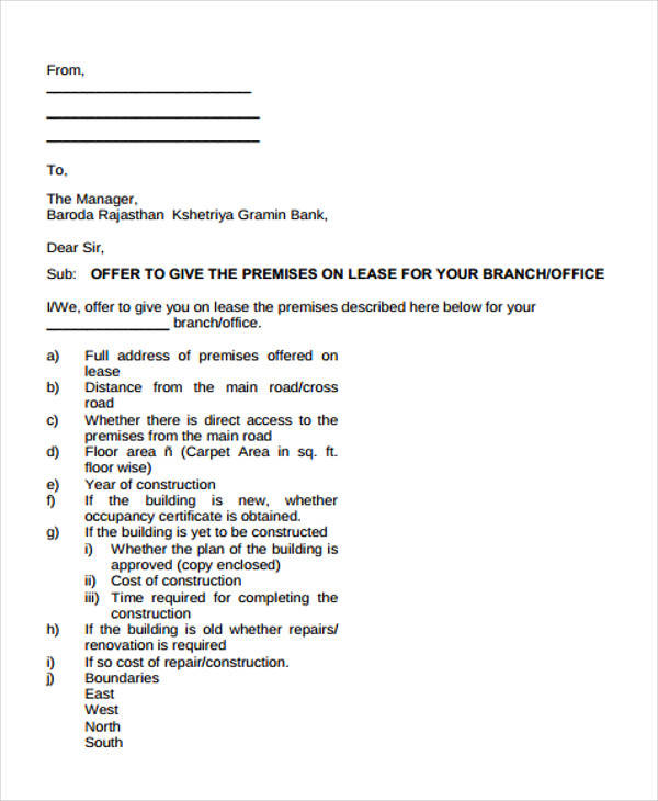 business lease proposal letter