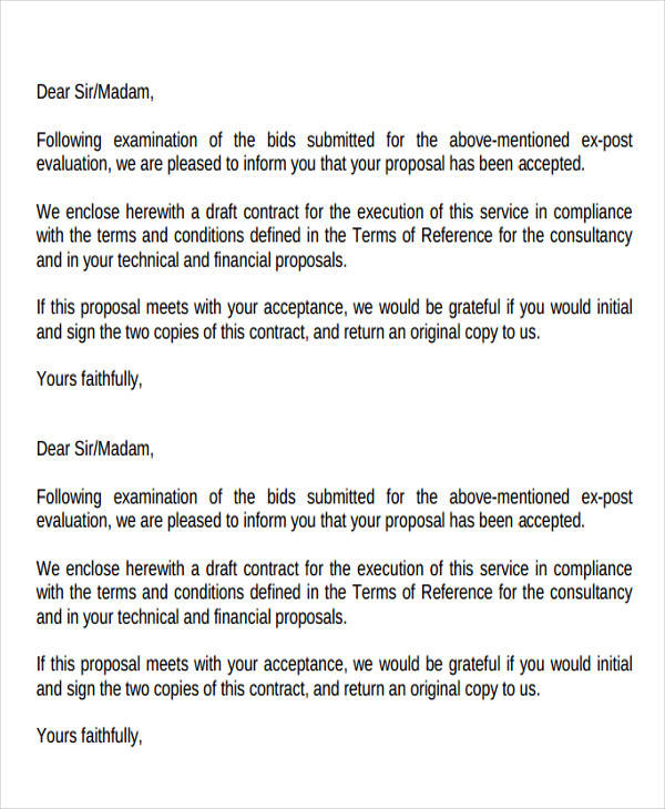 business proposal acceptance letter pdf