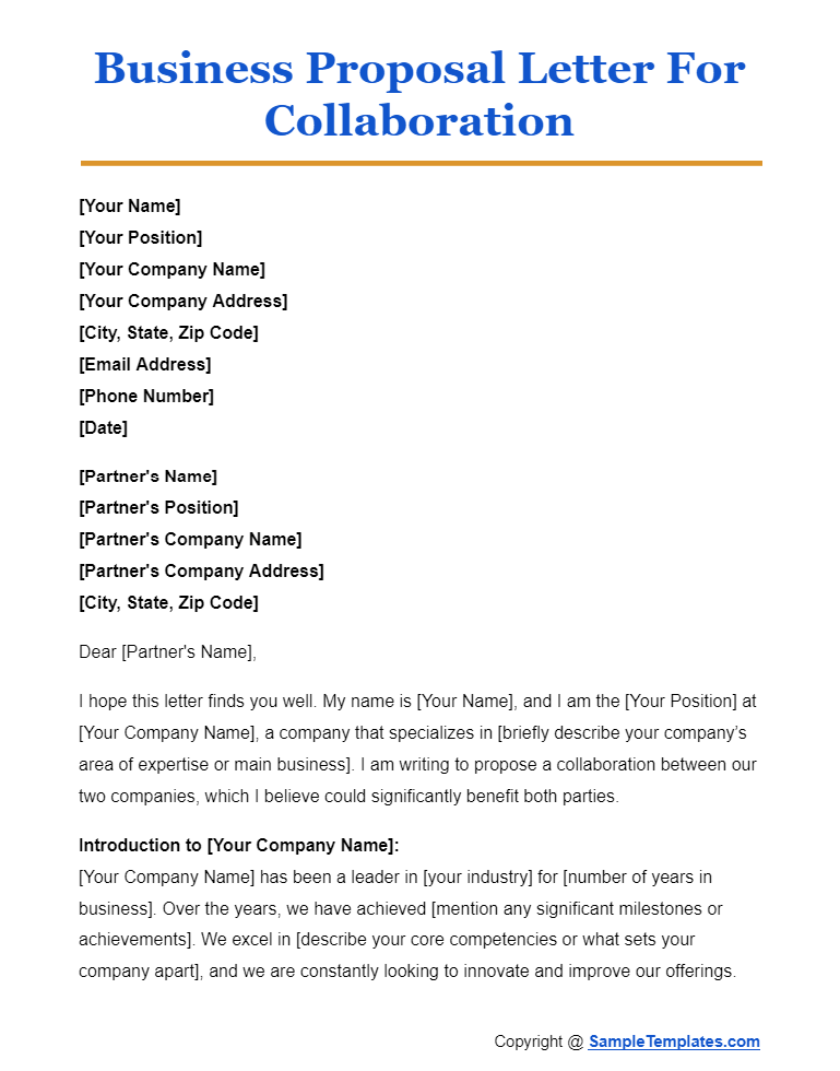 business proposal letter for collaboration