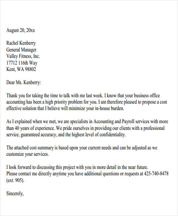 how to finish a business proposal letter