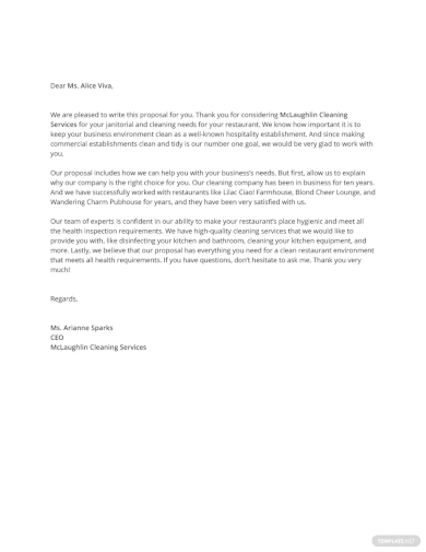 business proposal letter for cleaning services template
