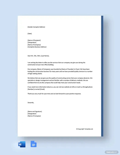 business proposal letter for services template