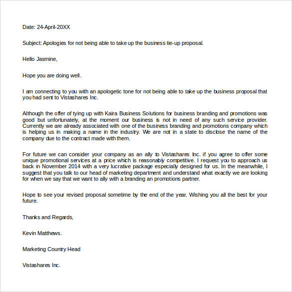 business proposal rejection letter2