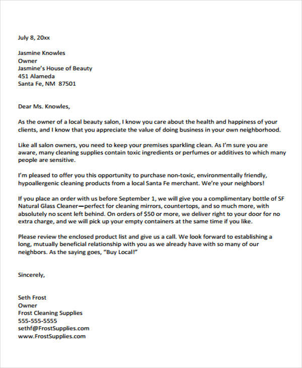 business sales proposal letter examples