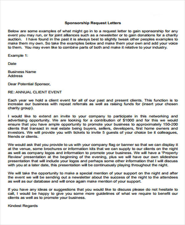 business sponsorship proposal request letter