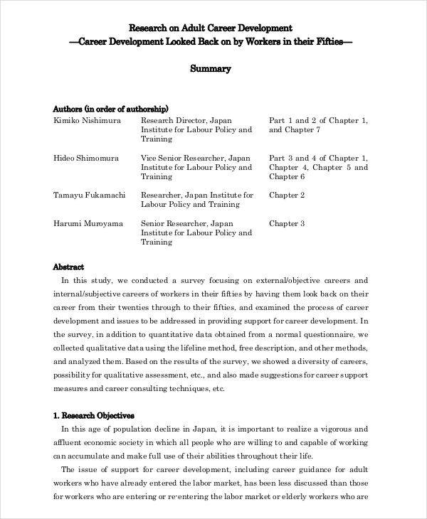 career development research paper ideas