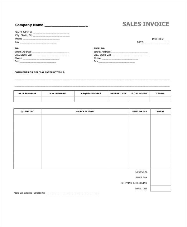 Free 33 Invoices In Ms Word Pdf