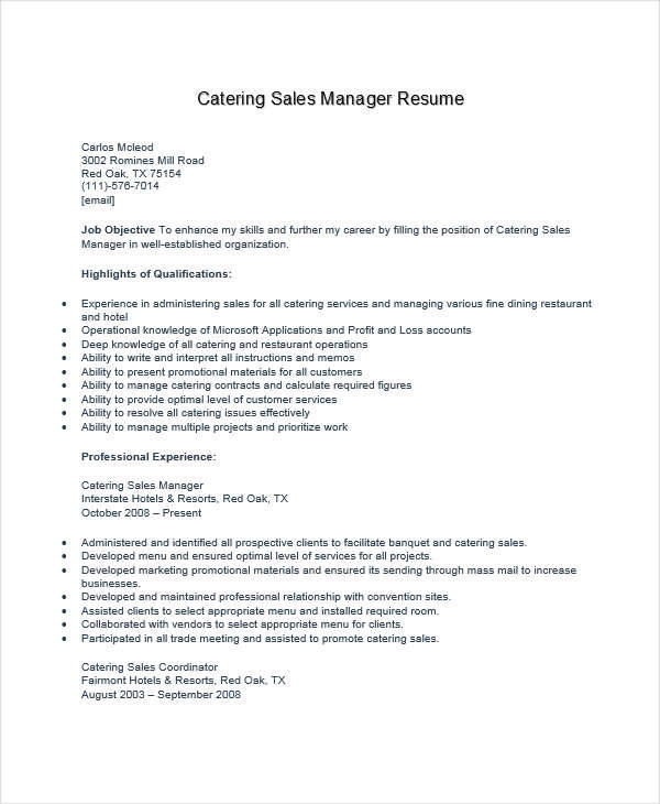 catering sales manager