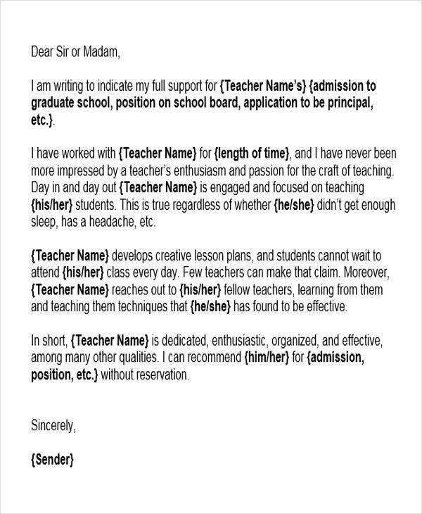 How To Write A Character Reference Letter For A Teacher