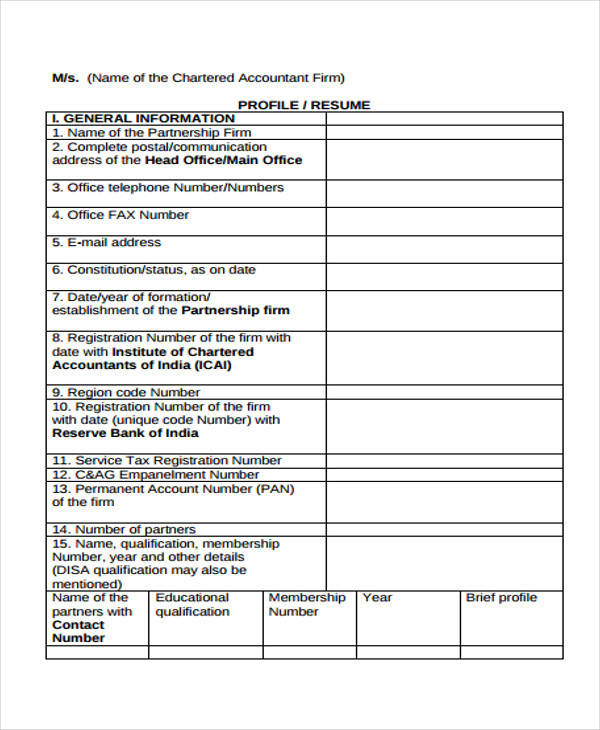 chartered accountant resume sample