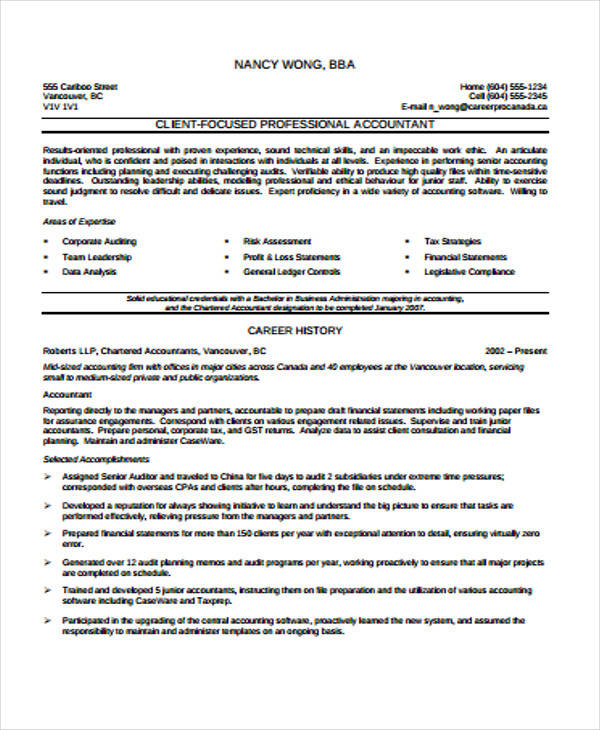 chartered professional accountant resume1