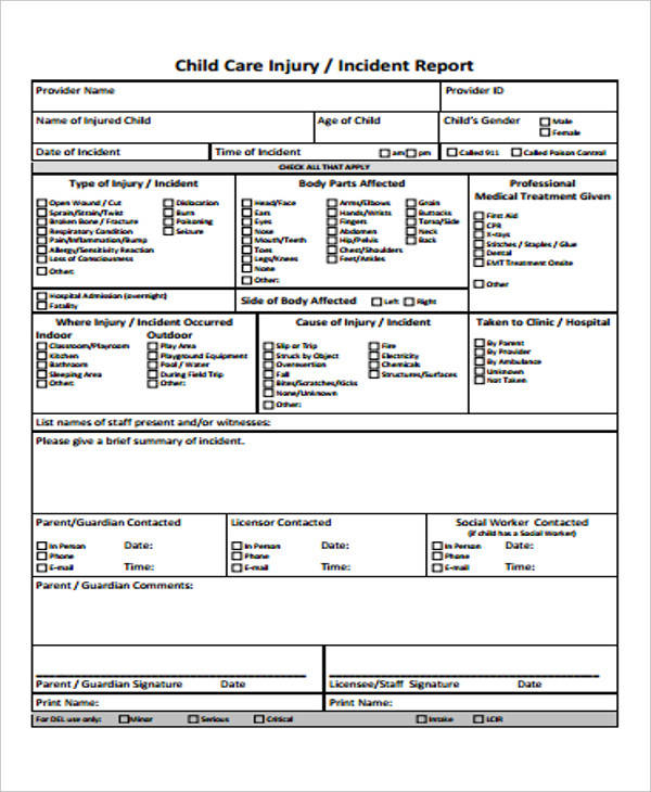 incident report daycare template for quickbooks