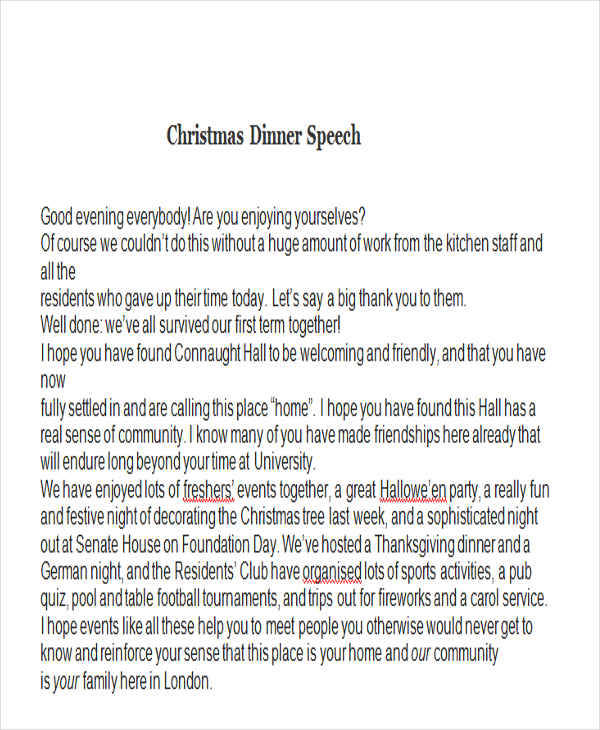 christmas dinner speech