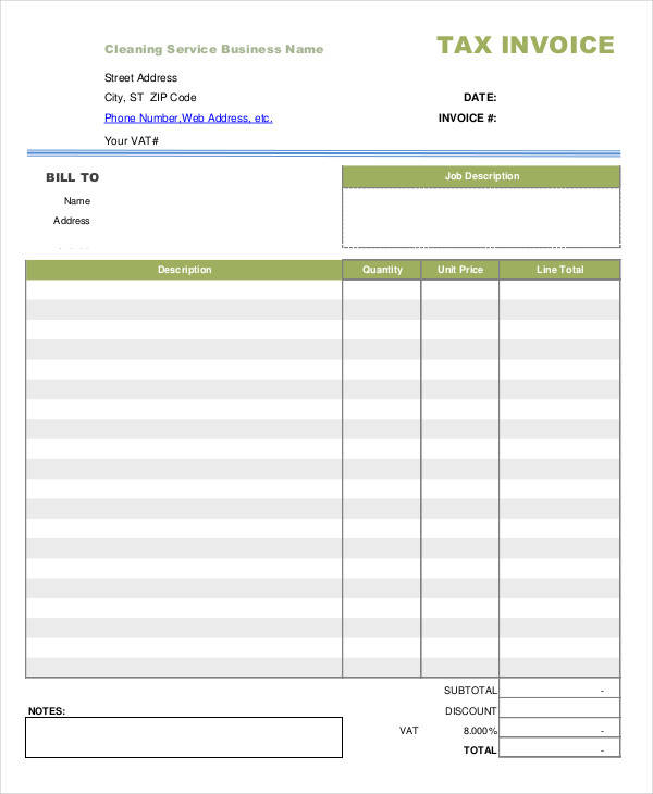 Cleaning Service Bill Template - prntbl.concejomunicipaldechinu.gov.co