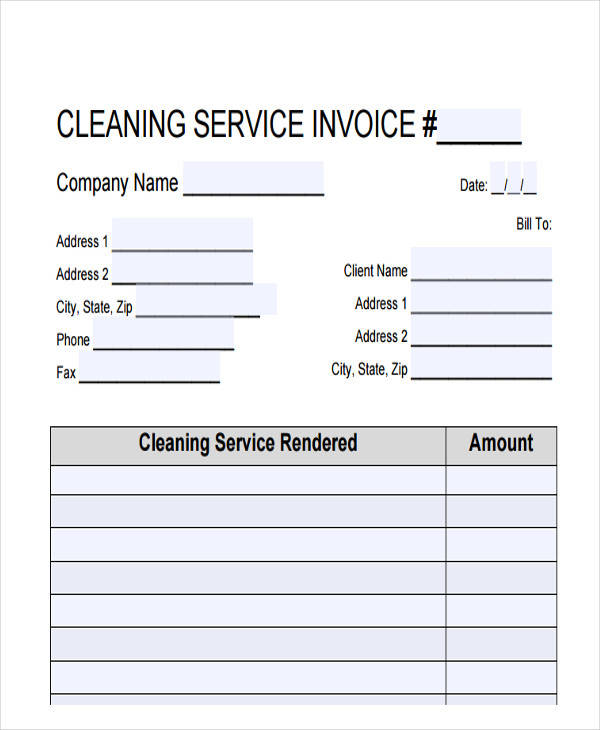 cleaning invoice template free