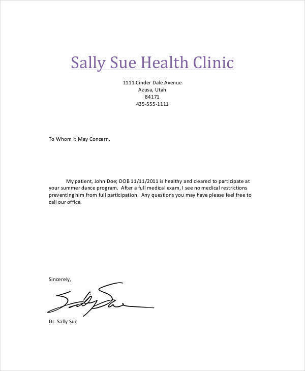 clinic doctor note