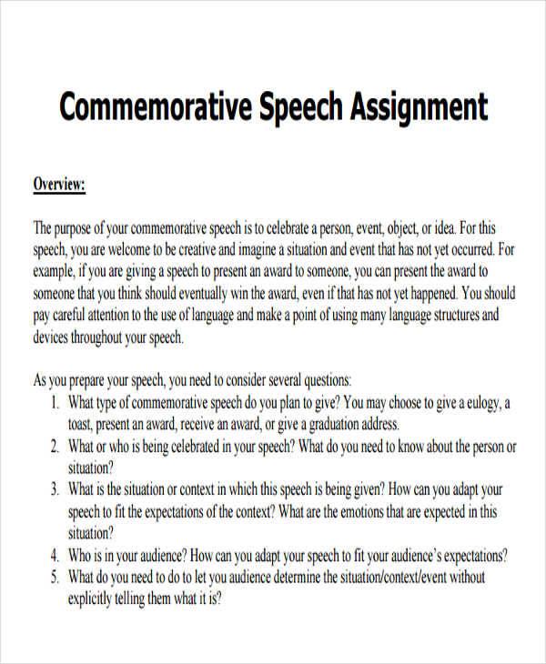 speech assignment high school