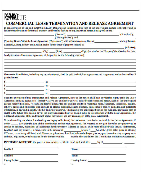 commercial lease termination agreement