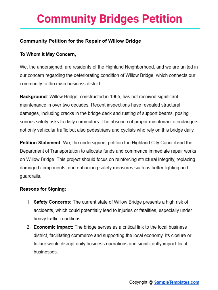 community bridges petition