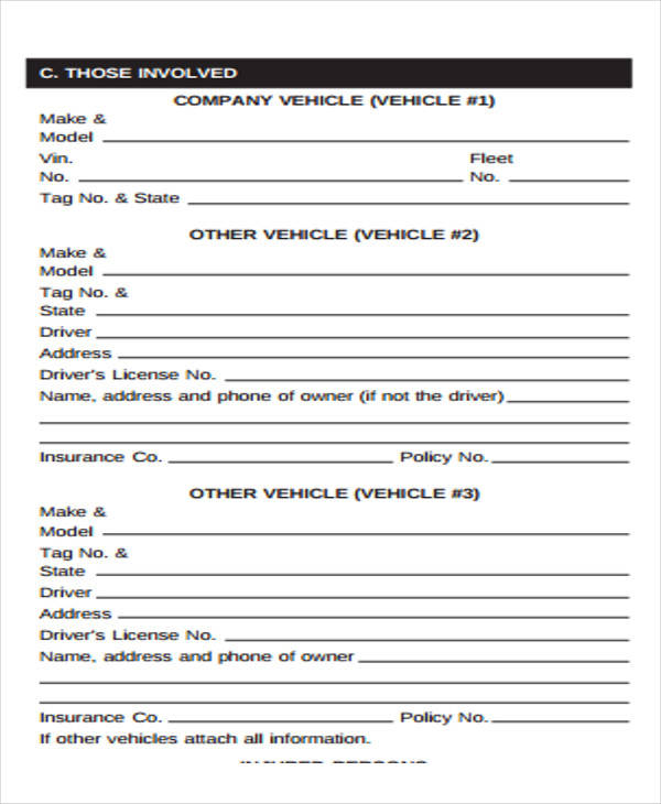 company vehicle incident report