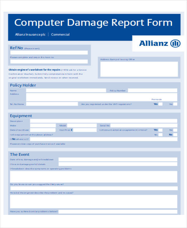 computer service report form format