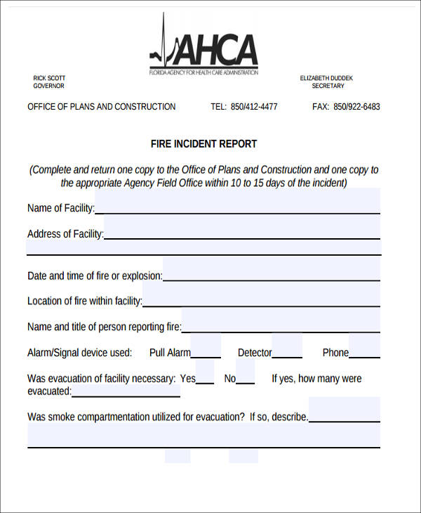 construction fire incident report