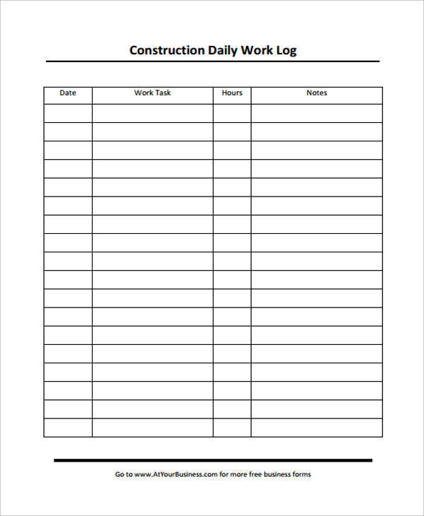 FREE 37 Daily Log Templates In MS Word