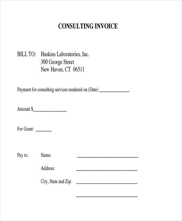 consulting service invoice