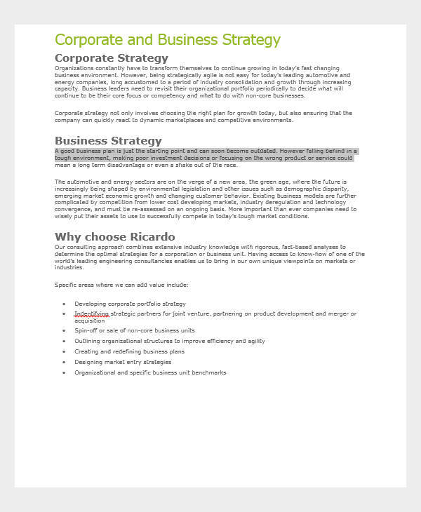 corporate business plan