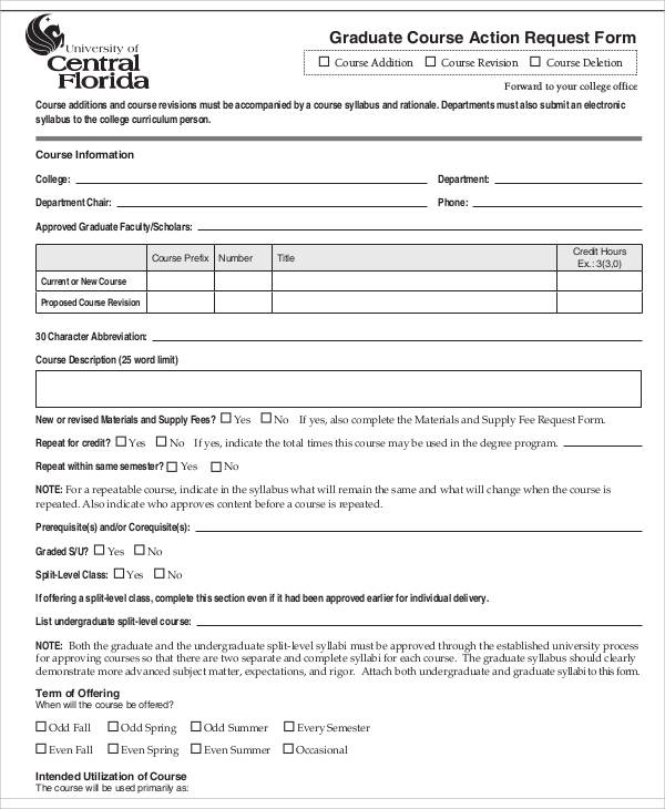 course action request form