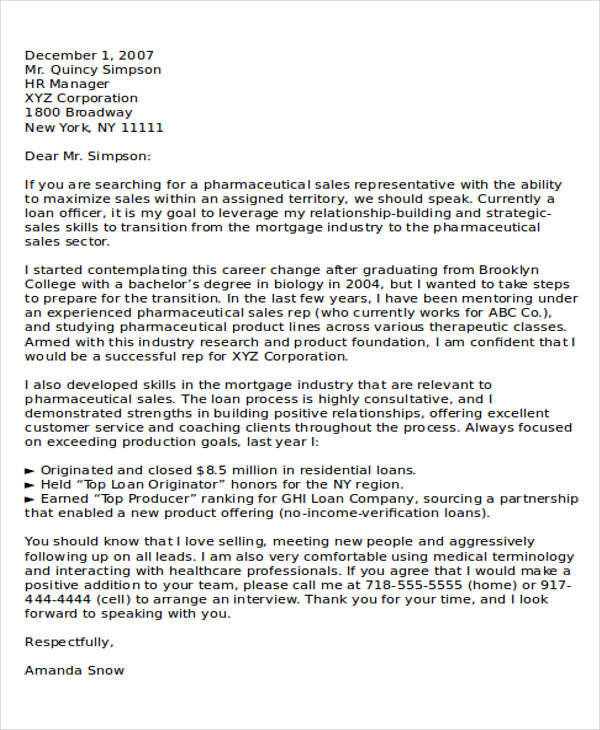 Change Of Industry Cover Letter Sample Cover Letter