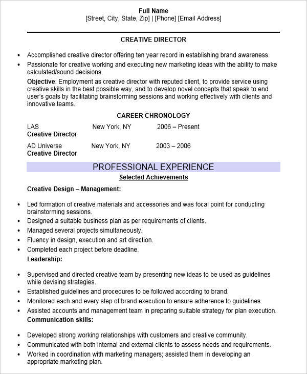 FREE 37+ Executive Resume Designs in MS Word | Pages