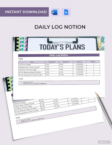 daily log notion template