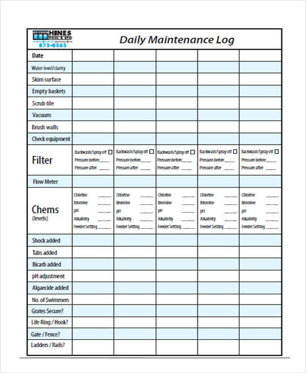 FREE 31+ Sample Daily Log Templates in PDF MS Word