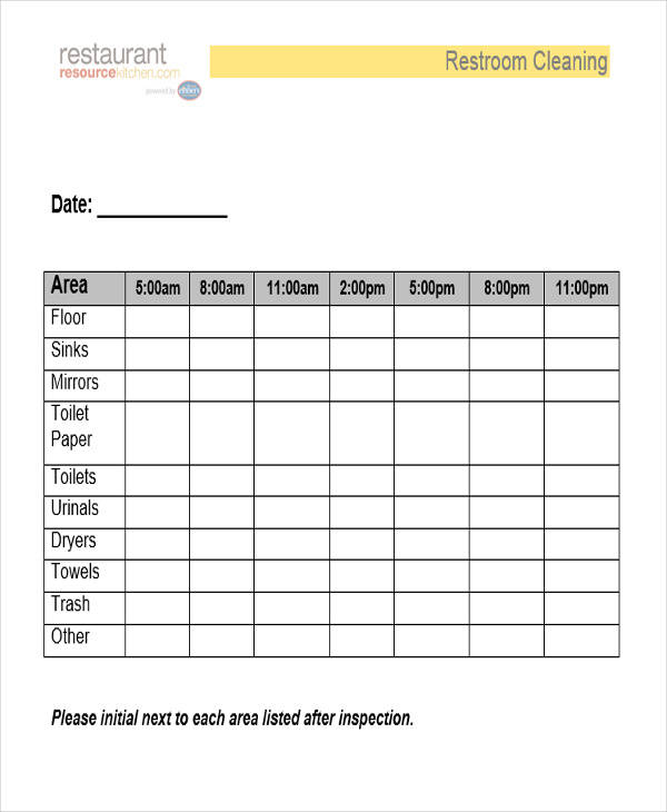Daily Cleaning Log Template from images.sampletemplates.com