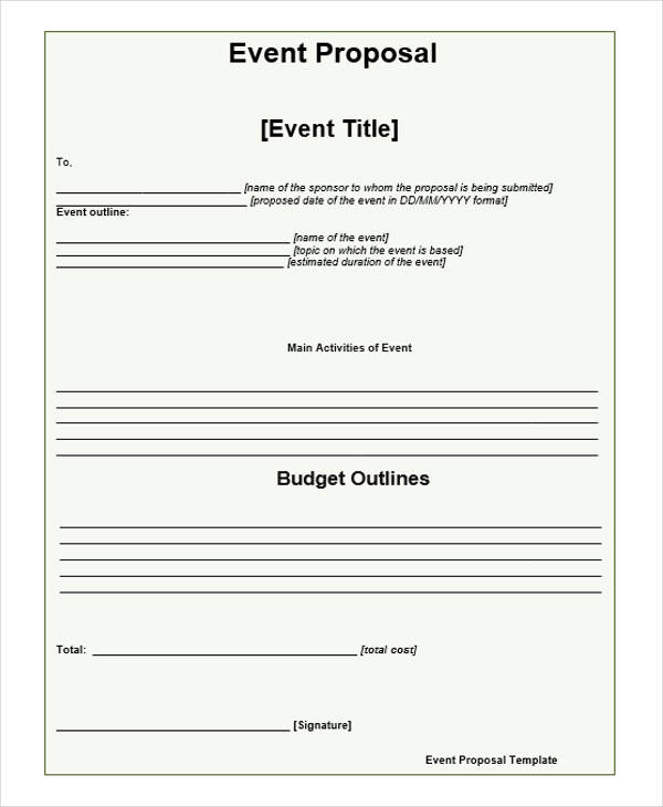 Party Proposal Template Doc HQ Printable Documents