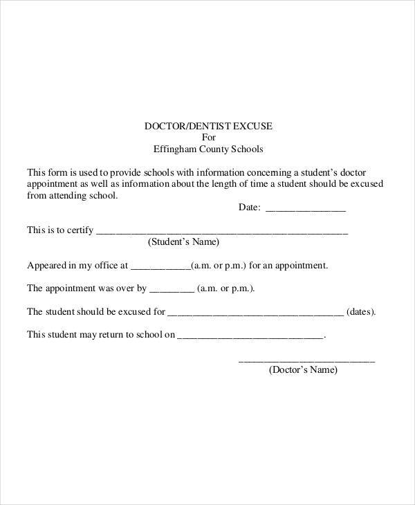 Dentist Note Template