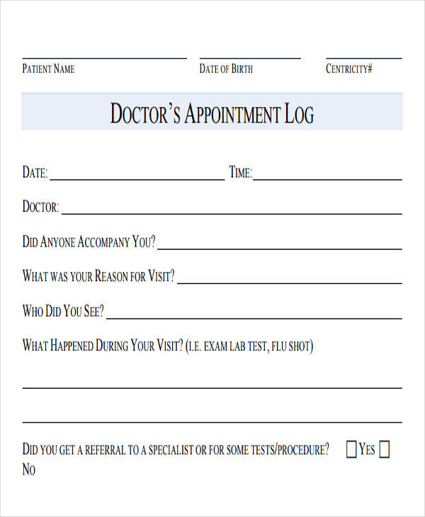 Doctor Appointment Template Free Download Printable Templates