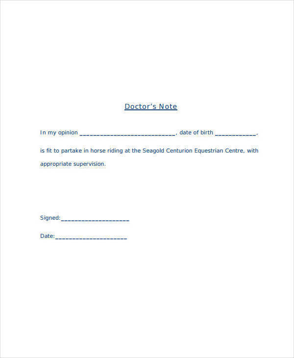Free 25 Doctor Note Templates In Pdf
