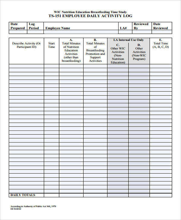 FREE 26 Daily Log Templates In MS Word